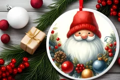 Gnome Winter Scene Round Ornament Sublimation PNG Product Image 2