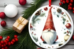 Gnome Winter Scene Round Ornament Sublimation PNG Product Image 2