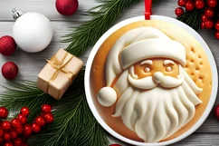 Santa Round Ornament Sublimation PNG Product Image 2