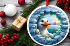 Digital Painting Duck in Melting Ice Wall Round Sticker Product Image 2
