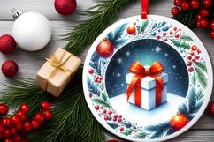 Gift Winter Scene Round Ornament Sublimation PNG Product Image 2