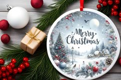 Santa Winter Scene Round Ornament Sublimation PNG Product Image 2