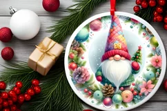 Colorful Gnomes Round Ornament Sublimation PNG Product Image 2