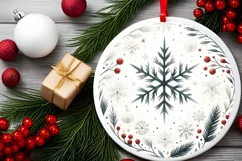 pastell snow flake Round Ornament Sublimation PNG Product Image 1