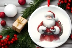Santa Round Ornament Sublimation PNG Product Image 1