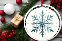 Snowflake Round Ornament Sublimation PNG Product Image 2