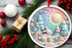 Round Christmas Ornament Sublimation|Clipart Product Image 2
