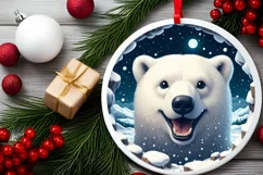 Digital Painting Polar Bear in Snow Made Wall Round Sticker Product Image 2