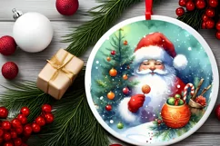 Santa Round Ornament Sublimation PNG Product Image 2
