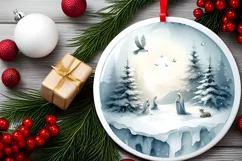 Nativity Scene Round Ornament Sublimation PNG Product Image 2