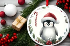 Penguin Round Ornament Sublimation PNG Product Image 2