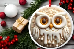 Owl Round Ornament Sublimation PNG Product Image 2