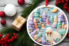 Round Christmas Ornament Sublimation|Clipart Product Image 2