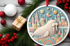 Round Christmas Ornament Sublimation|Clipart Product Image 2