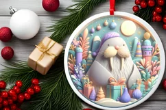 Round Christmas Ornament Sublimation|Clipart Product Image 2