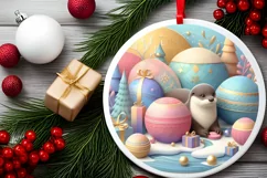 Round Christmas Ornament Sublimation|Clipart Product Image 2
