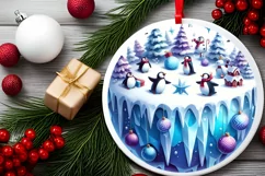 Winter Scene with Penguins Sublimation PNG Product Image 2