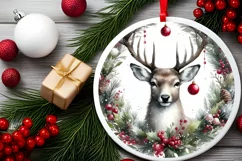 Reindeer Christmas Ornament Sublimation PNG Product Image 2