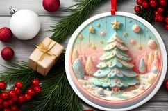 Round Christmas Ornament Sublimation|Clipart Product Image 2