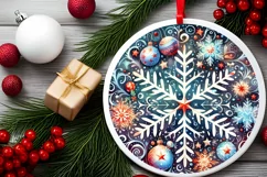 Colorful Pastel Snowflake Round Christmas Decoration PNG Product Image 2