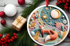 Round Christmas Ornament Sublimation|Clipart Product Image 2