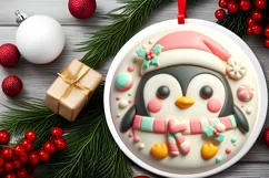 Round Christmas Penguin Martzipan PNG Product Image 2