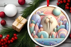 Round Christmas Ornament Sublimation|Clipart Product Image 2