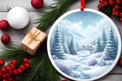 Believe in Santa Winter Scene Round Ornament Sublimation PNG Product Image 2