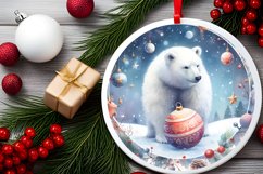 Colorful Pastel Polar Bear Christmas Ornament PNG Product Image 2