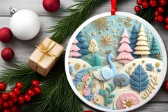 Round Christmas Ornament Sublimation|Clipart Product Image 2