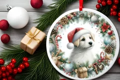 Round Dog Christmass Sublimation PNG Product Image 2