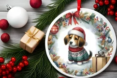 Round Dog Christmass Sublimation PNG Product Image 2