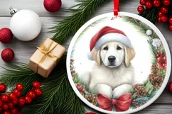 Round Dog Christmass Sublimation PNG Product Image 2