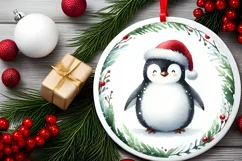 Penguin Christmas Ornament Sublimation PNG Product Image 2