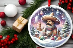 3D Winter Mexican Person Round Ornament Sublimation PNG Product Image 2