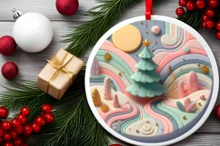 Round Christmas Ornament Sublimation|Clipart Product Image 2