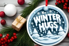 3D Winter Hugs Round Ornament Sublimation PNG Product Image 2