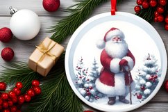 Santa Winter Scene Round Ornament Sublimation PNG Product Image 2