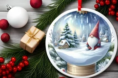 3D Winter Gnome Round Ornament Sublimation PNG Product Image 2