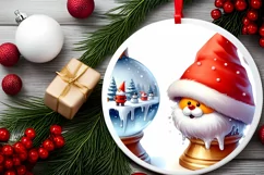 3D Winter Gnome Round Ornament Sublimation PNG Product Image 2