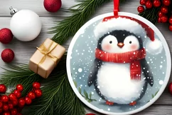 Penguin Christmas Ornament Sublimation PNG Product Image 2
