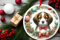 Round Ornament with Dog Christmas PNG Product Image 2