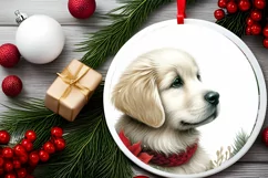 Round Ornament with Dog Christmas PNG Product Image 2