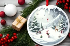 3D Winter Elf Round Ornament Sublimation PNG Product Image 2
