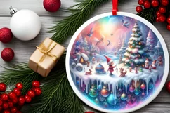 3D Winter Elf Round Ornament Sublimation PNG Product Image 2