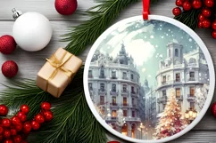 3D Winter Spain Round Ornament Sublimation PNG Product Image 2