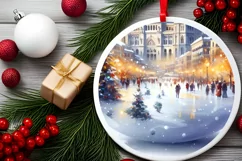 3D Winter Spain Round Ornament Sublimation PNG Product Image 2