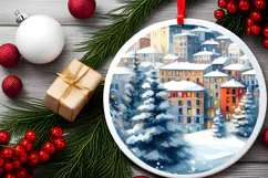 Round Christmass Ornament Sublimation|Clipart Product Image 2