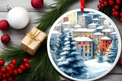 3D Winter Spain Round Ornament Sublimation PNG Product Image 2