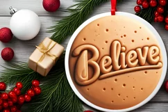 3D BELIEVE Round Ornament Sublimation PNG Product Image 2